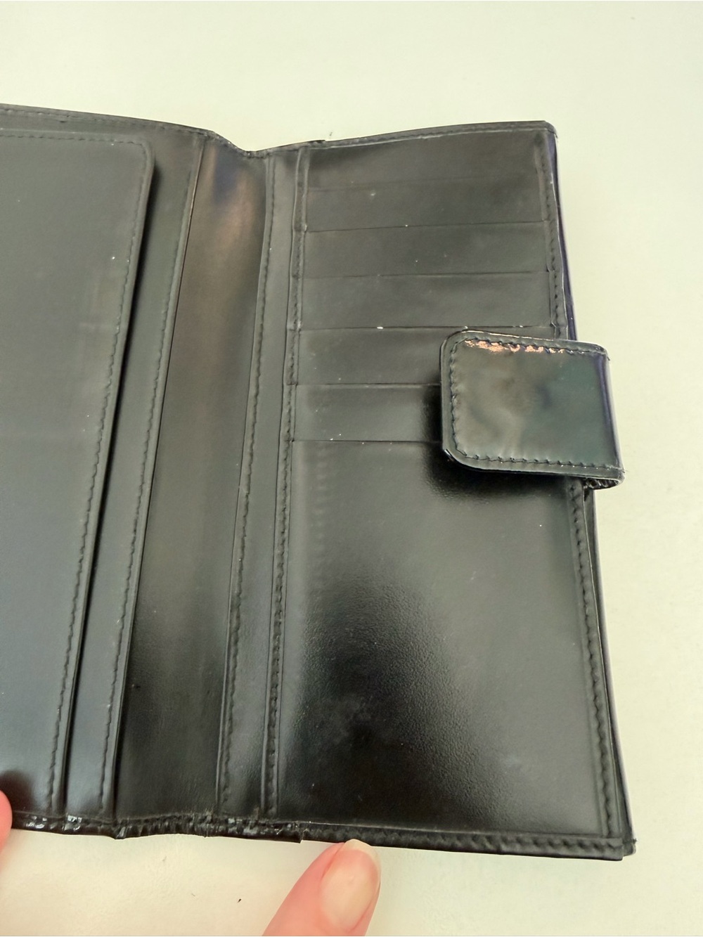 Authentic Vintage Tom Ford Gucci Black Patent Leather Wallet Bamboo Handle - Picture 10 of 10